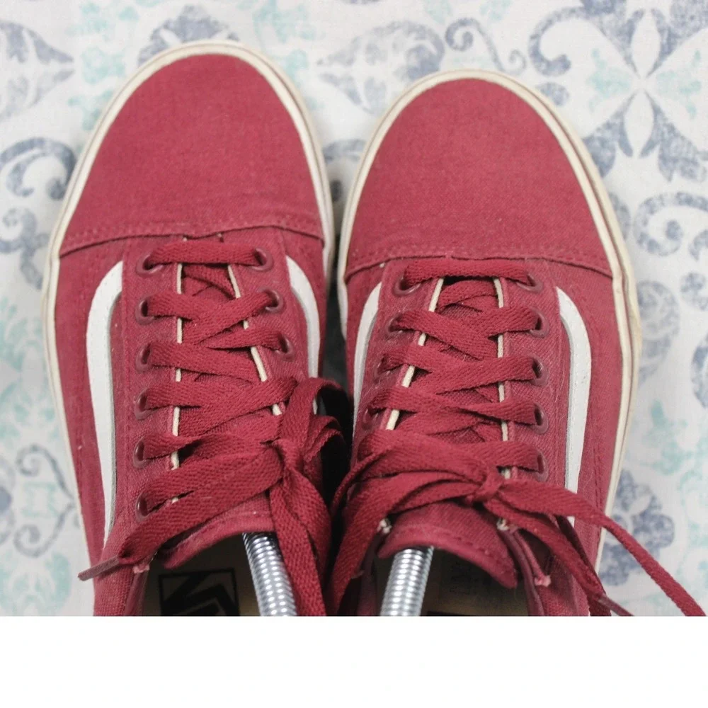 Vans Old Skool‎ Burgundy Maroon Canvas Low Top Sneakers Mens 6 Womens 7.5